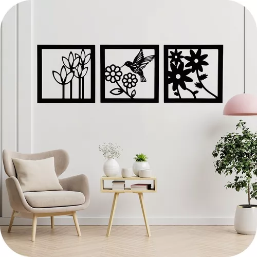 comprar Cuadro Calado Colibri Flores Triptico Set X3 Listo P\u002F Colgar