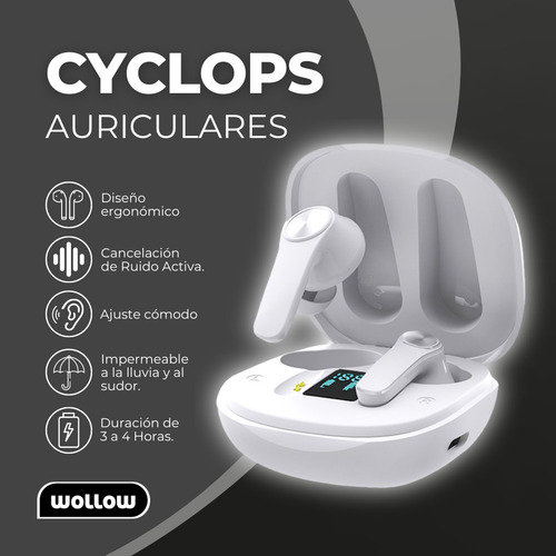 Auricular Wollow Cyclops Bluetooth Cancelación De Ruido 4hs