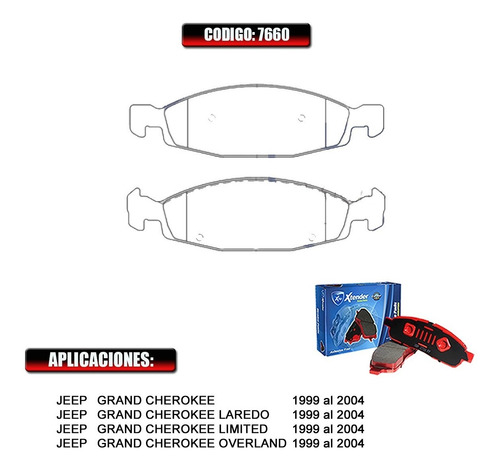 Imagen 2 de 3 de Pastilla Freno Delantera Jeep Grand Cherokee 1999-2000 #7660