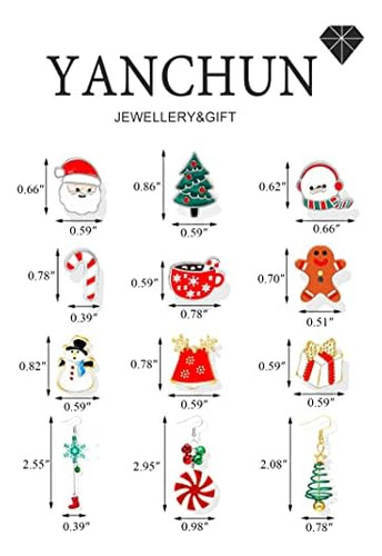 Juego De Aretes Navideños Árbol De Navidad Papá Noel Caramel