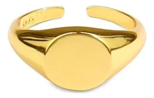 Anillo Sello Dama Ajustable Plata S925 Baño En Oro Más Caja