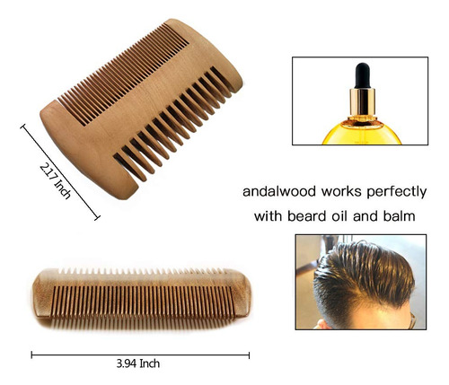 Peine Para Barba Y Cepillo Para Barba Con Cerdas Naturales D