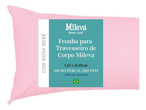 Fronha Para Travesseiro De Corpo Xuxão Cores 1,35m X 48cm Cor Rosa Bebe