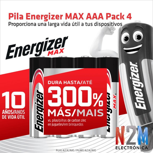 Imagen 6 de 10 de Pilas Aaa Energizer Max Alcalina Pack 4 Unidades