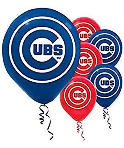 Chicago Cubs Globos Latex Rojo Y Azul 12 Pies Paquete 6