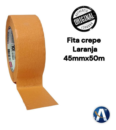 Fita Crepe Laranja 45mmx50m - Resistente E Fácil Remoção