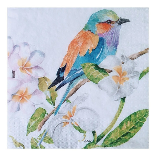 Imagen 2 de 5 de Servilletas Decoupage Pajaros Acuarelados Laura Craft