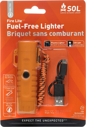Sol Fire Lite - Encendedor Y Linterna Recargable Usb Sin Com