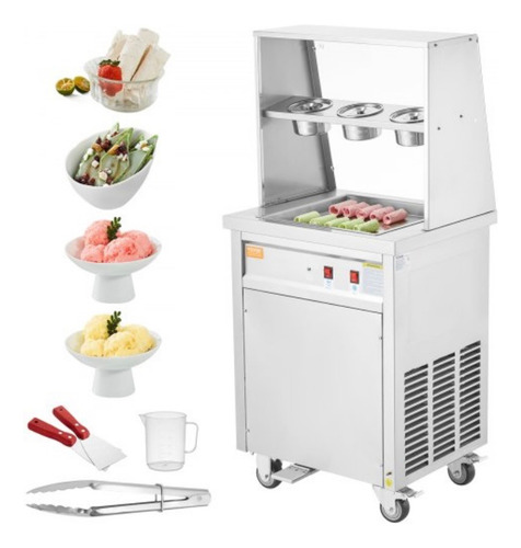 Máquina De Rollos De Helado Frito 13.8x13.8 Pulg Plateado 60hz