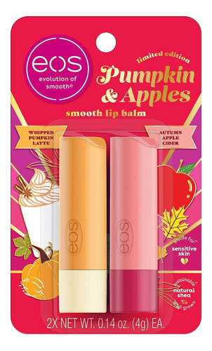 2 Bálsamos P/ Labios Eos Pumpkin Latte & Apple Cider 4g C/u