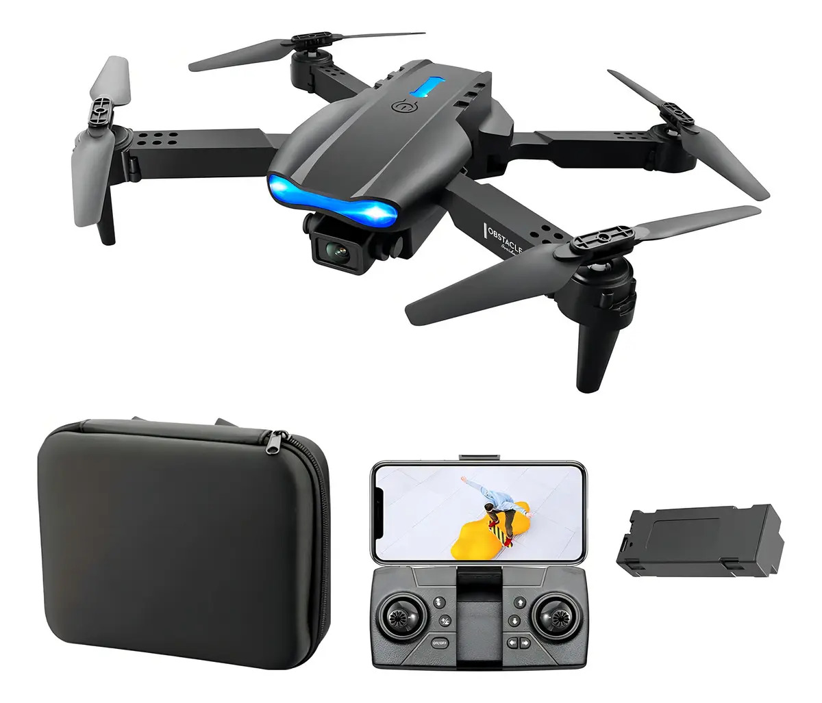 Drone E99 4k Wifi 2 Dupla Hdcâmeras Profissional Cor Preto