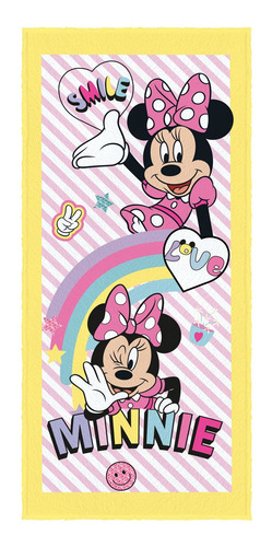 Toalha Minnie Felpuda De Banho Divertida Estampada 60x120 Cm