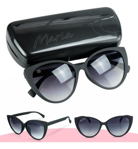 Óculos Feminino Maria Sol Preto Gatinha + Case G6