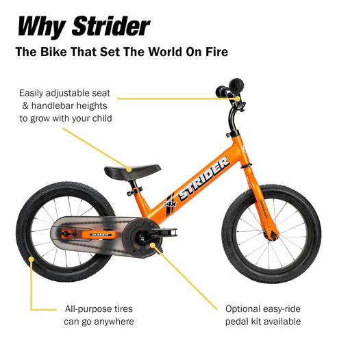 Bicicleta Balance Strider 14x Totally Tangerine Para Niños D