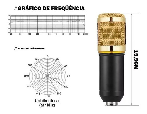 Imagem 5 de 7 de Microfone Estúdio Profissional Condensador Andowl Bm-800 T41