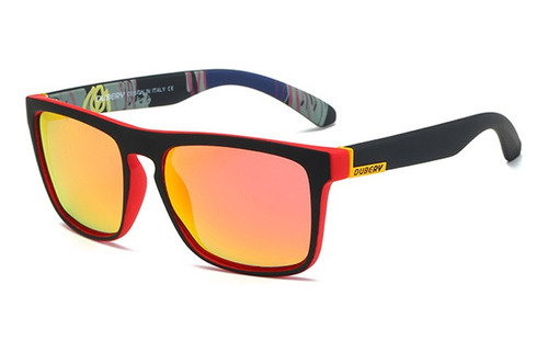 Óculos De Sol Masculino Dubery Polarizado Uv400 + Case Lente Vermelho Desenho D731