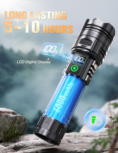Linterna Recargable Led 1000000 Lúmenes 2 Modos 10 Horas