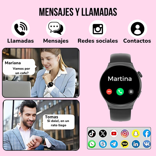 Reloj Digital Mujer Inteligente Smartwachh Mujer Elegante Negro Milanese Qx10 Negro Doble Malla Film Negro