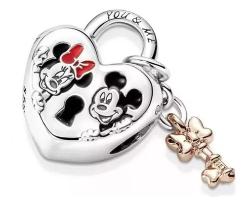 Charm Candado Con Mickey Y Minnie Mouse