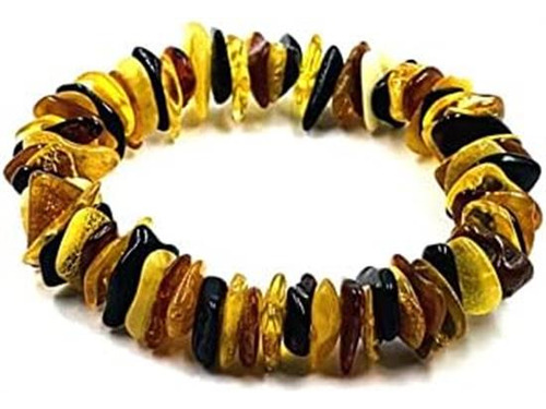 Pulsera De Ámbar Natural En Banda Elástica De 7 Pulgadas - C