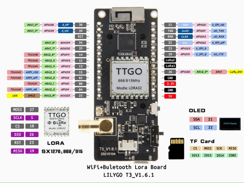 Ttgo Esp32 Lora 915 Mhz Wifi Bluetooth Antena Display Oled