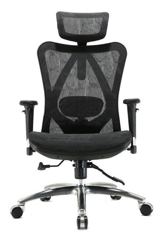 Silla de escritorio Túsilla.cl Salónica ergonómica negra con tapizado de malla