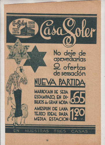 1936 Publicidad De Casa Soler Tiendas Vintage De Montevideo