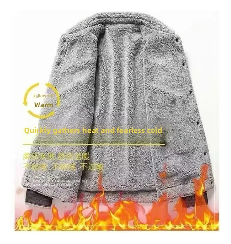 Chaqueta Bomber De Mezclilla Con Forro Polar Para Hombre, Pa