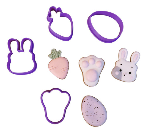 Cortadores De Galletas Mini Pascua Conejo Zanahoria 5cm Color Morado