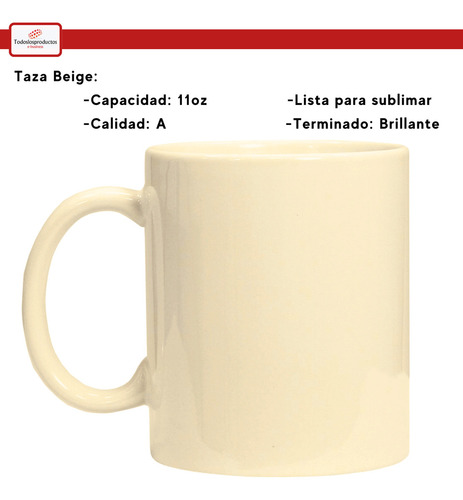 Taza Para Sublimación Tlp 11oz Sublimar Color Beige De 12pzs