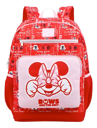 Mochila Escolar De Costa Minnie Mouse Premium Cor Vermelho