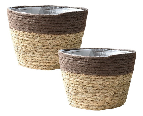 Set De 2 Macetas De Yute Seagrass Florero Canasto Cesto Lcm