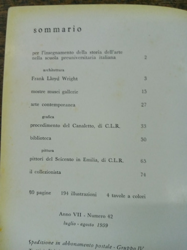 Imagen 2 de 4 de Sele Arte Nº 42 * Julio 1959 * Scultura Pittura Arti Grafica