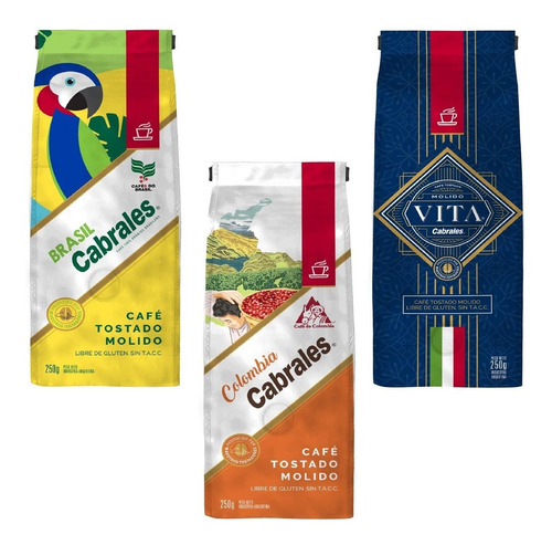 750gr Cafe Molido Cabrales Sin Tac Brasil + Colombia + Vita