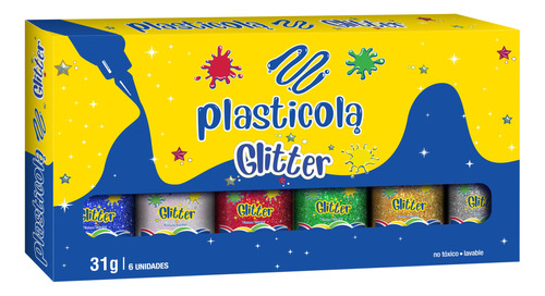 Plasticola® Glitter Surtido 31g  X 6 Uni