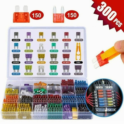 Imagen 1 de 9 de Kit 300pcs Fusibles Coche Automotriz Con Caja