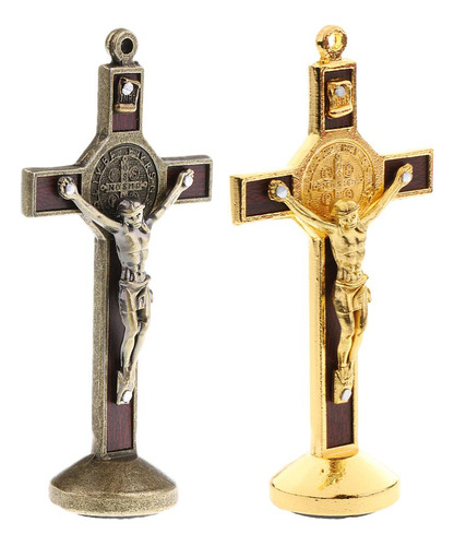 2 Pedazos Estatua Cristo Jesús Crucifijo Cruz 90x45x25 Mm