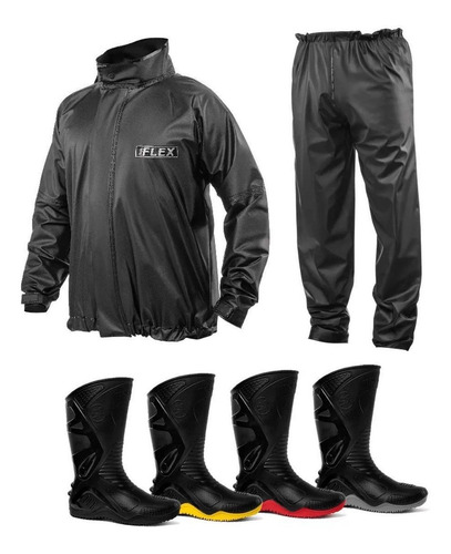 Capa Chuva Delta Pvc C/ Gola + Bota Motosafe Motoqueiro Moto
