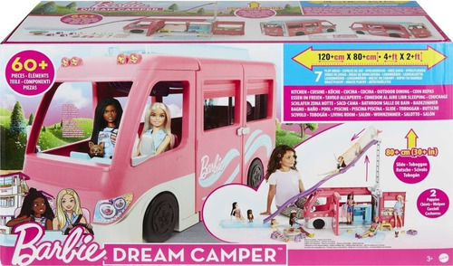 Vehículo Barbie Dream Camper 2022 P/ Niña 1.20mx80cm Tobogán
