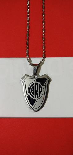 River Plate Dije Y Cadena Acero Quirúrgico Alta Calidad 316