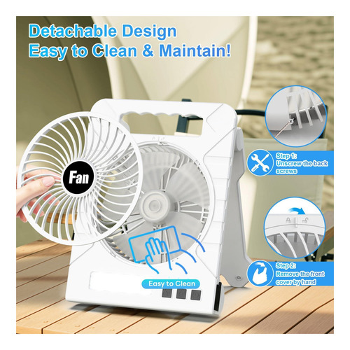 Ventilador Portátil De Batería Huiniu Recargable Con Led, De