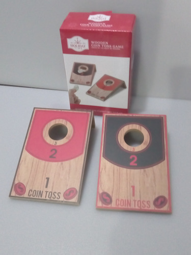 Juego Navideño Wooden Coin Toss Game Holiday Time Nuevo (Usado)