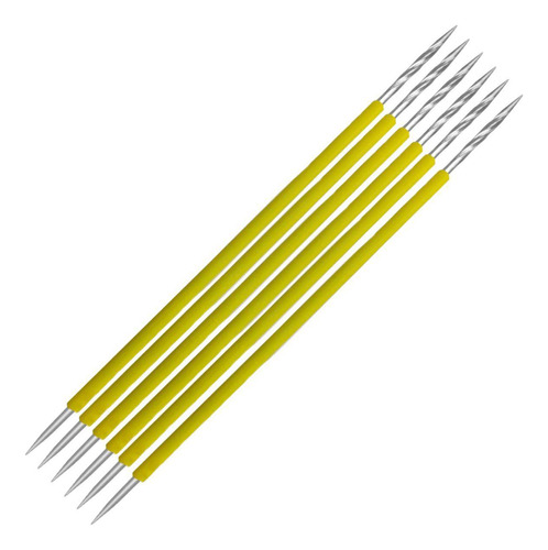 Kit 6 Palito Amarelo Bastão Duplo Para Unhas E Cutículas