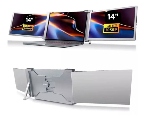 2 Pantallas Para Laptop Portátil Doble Monitor 14'' 1080p