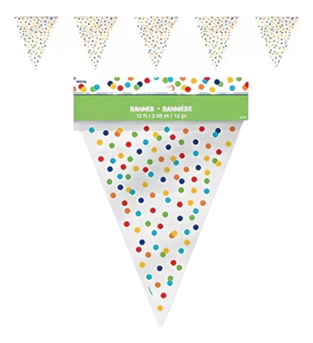 Banderín De Plástico Para Fiesta Rainbow Polka Dots