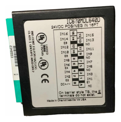 Módulo Plc De Entrada Ic670mdl640d Ge Fanuc 12/24 Vdc (Usado)