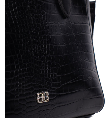 Bolsa Feminina Be Forever Tote Média Croco Preta Cor Preto