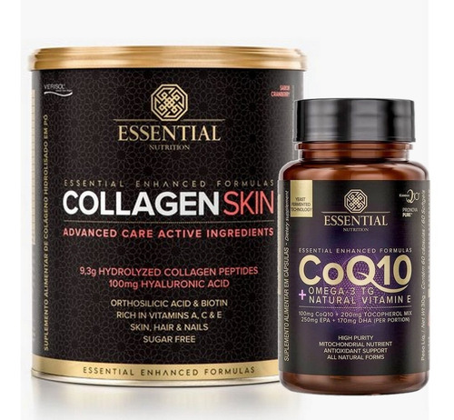 Kit Colageno Skin Verisol +coenzima Q10- Essential Nutrition Sabor Cranberry