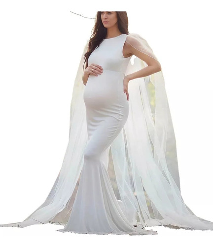 Vestidos Blanco De Poncho Elegantes Largos Noche Embarazadas