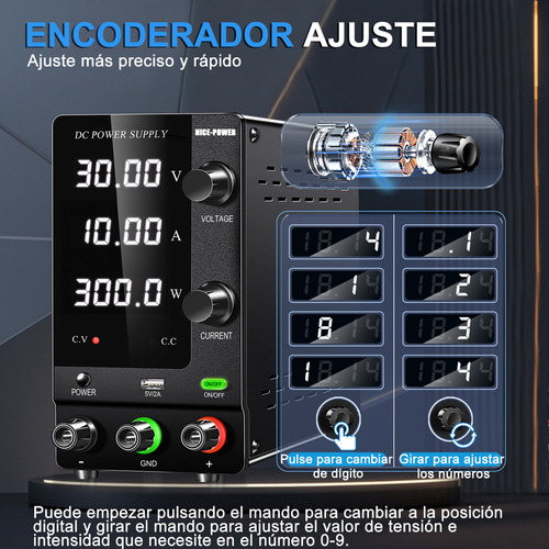 Nice-Power Fuente De Alimentación Regulable Laboratorio 0-30v 0-10a 300 W